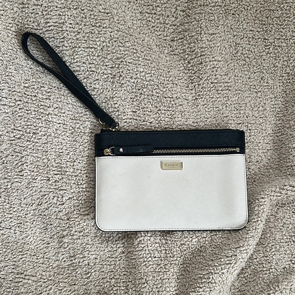 Kate Spade Black and Tan Wristlet Clutch